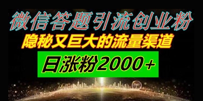 微信答题引流创业粉，隐秘又巨大的流量渠道一小时引流200人，日涨粉2000+-轻资本网