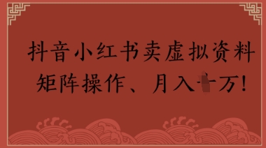 抖音小红书卖虚拟教辅、公务员资料，矩阵操作，月入1W+-轻资本网