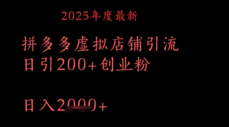 拼多多复制粘贴日引200+付费创业粉，月入1w最新教程-轻资本网
