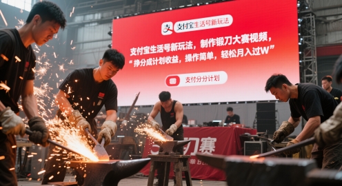 支付宝生活号新玩法，制作锻刀大赛视频，挣分成计划收益，操作简单，轻松月入过W-轻资本网