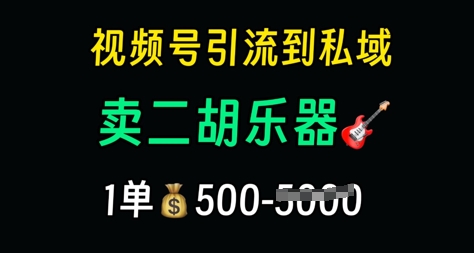 视频号引流到私域卖二胡乐器，1单利润5张，长期稳定项目-轻资本网