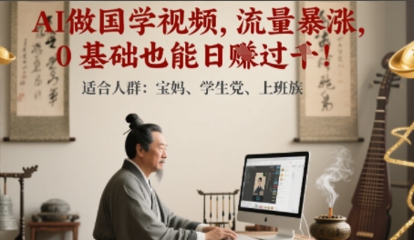 AI做国学视频，流量暴涨 ，0 基础也能日入多张-轻资本网