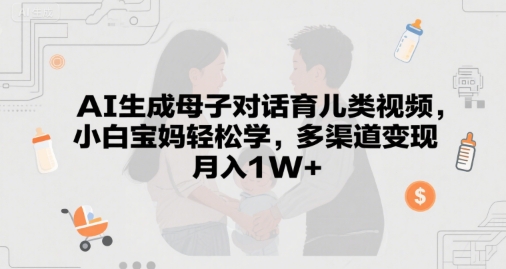 AI生成母子对话育儿类视频，小白宝妈轻松学，多渠道变现，月入1W+-轻资本网