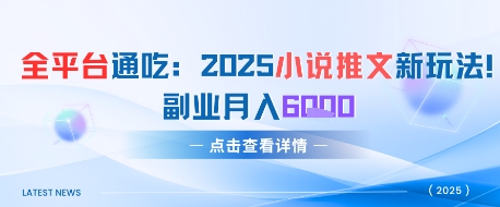 全平台通吃：2025小说推文新玩法，副业月入6k-轻资本网