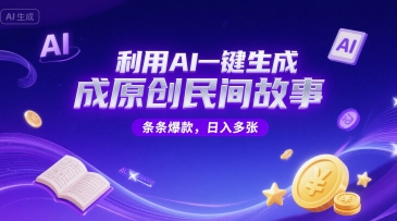 利用AI一键生成原创民间故事，无限制生成，条条爆款，日入多张-轻资本网
