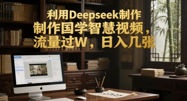 利用Deepseek制作国学智慧视频，流量过W，日入几张-轻资本网