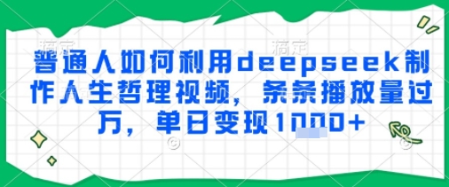 普通人如何利用deepseek制作人生哲理视频，条条播放量过W，单日变现多张-轻资本网