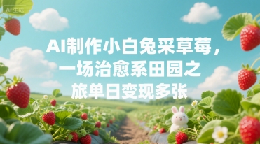 AI制作小白兔采草莓，一场治愈系田园之旅单日变现多张-轻资本网