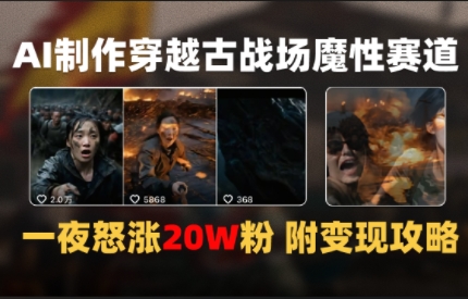 AI制作穿越古战场视频一夜涨粉20W保姆级教学(附AI变现指南)-轻资本网