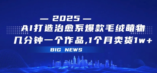 AI打造治愈系爆款毛绒萌物，几分钟一个作品，1 个月卖货 1w+-轻资本网