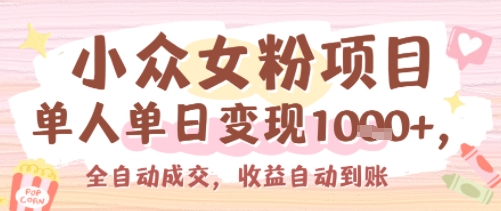 小众女粉项目，单人单日变现多张，全自动成交，无需维护，收益自动到账-轻资本网