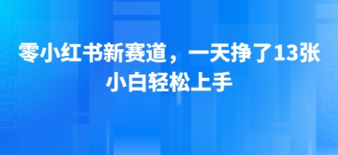 小红书新赛道，一天挣了13张，小白轻松上手-轻资本网