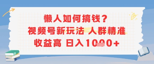 懒人如何搞钱？视频号新玩法，人群精准收益高，日入多张-轻资本网