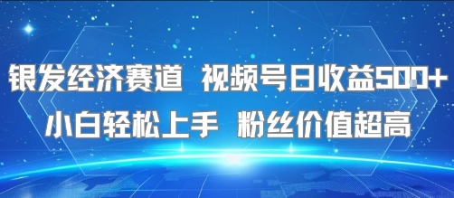 银发经济赛道 视频号日收益5张+ 小白轻松上手  粉丝价值超高-轻资本网