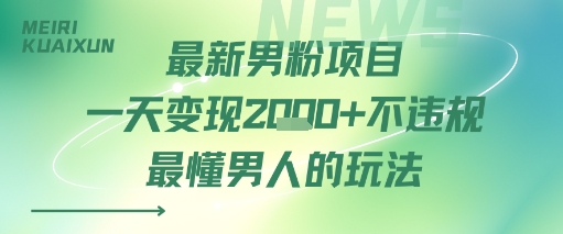 最新男粉项目一天变现多张不违规最懂男人的玩法-轻资本网