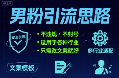 男粉引流思路不违规 不封号 适用于各种行业只需改文案就好-轻资本网