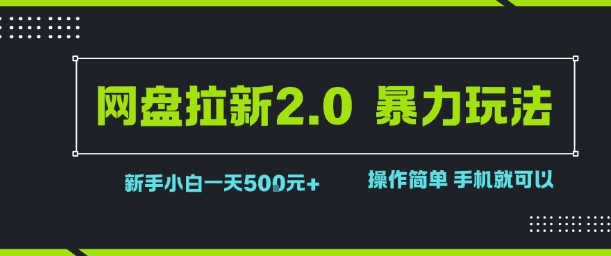 网盘拉新2.0暴力玩法，新手小白一天轻松5张，操作简单-轻资本网