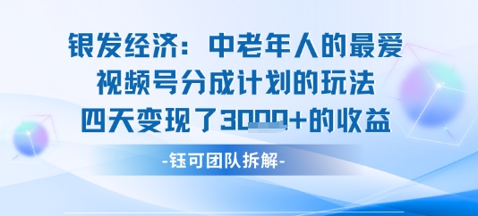 视频号银发经济玩法四天变现了1k的收益-轻资本网