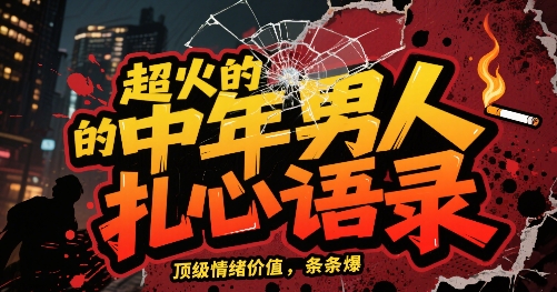 超火的中年男人扎心语录，顶级情绪价值，条条爆，AI操作简单-轻资本网