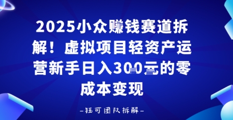 2025小众挣钱赛道拆解！虚拟项目轻资产运营新手日入3张的零成本变现-轻资本网