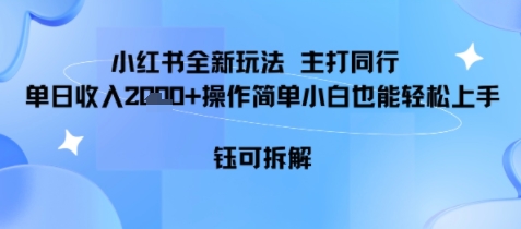 小红书同行项目，单日收益多张小白可轻松上手-轻资本网