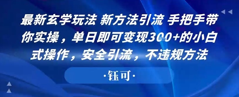 最新玄学玩法新方法引流手把手带你实操，单日即可变现3张+的小白式操作，安全引流，不违规方法-轻资本网