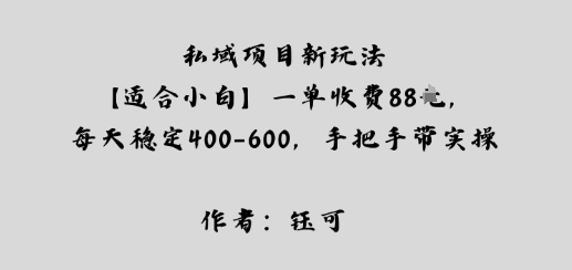 私域项目新玩法【适合小白】一单收费88米，每天稳定几张，手把手带实操-轻资本网