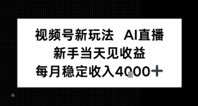 视频号新玩法AI直播，新手小白当天见收益，月入4k+-轻资本网