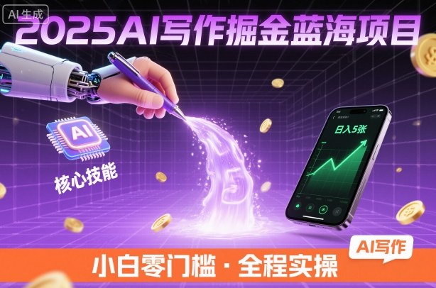 2025AI写作掘金蓝海项目，掌握AI核心技能，稳定日入5张，小白都能做-轻资本网