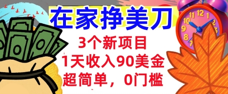 3个新项目，1天收入90美刀，超简单，0门槛，在家挣美刀的首选-轻资本网