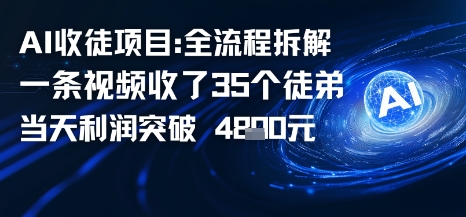 AI收徒项目全流程拆解一条视频收了三十几个徒弟，当天利润突破1k-轻资本网