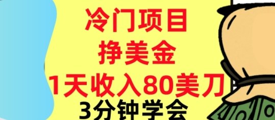 冷门项目挣美刀，0门槛，1天收入80刀，3分钟学会,这个方法要学会-轻资本网