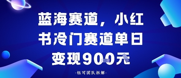 小红书冷门蓝海赛道，0成本，单日变现多张-轻资本网