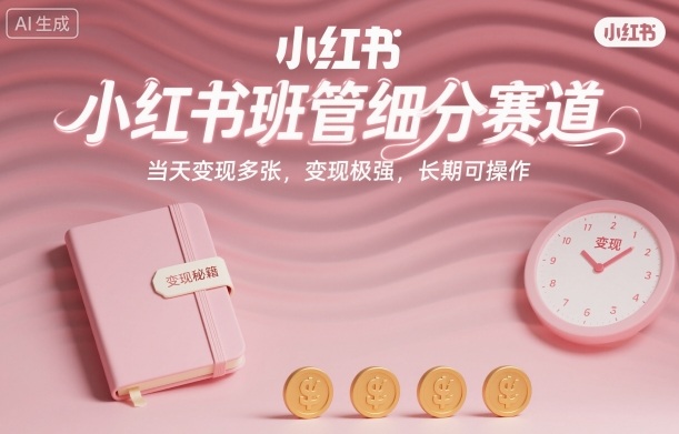 小红书班管细分赛道，当天变现多张，变现极强，长期可操作-轻资本网
