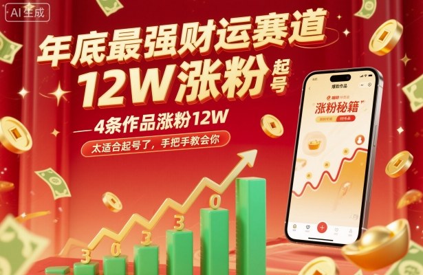 年底最强财运赛道，4条作品涨粉12W，太适合起号了，手把手教会你-轻资本网