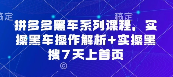 拼多多黑车系列课程，实操黑车操作解析+实操黑搜7天上首页【音频】-轻资本网