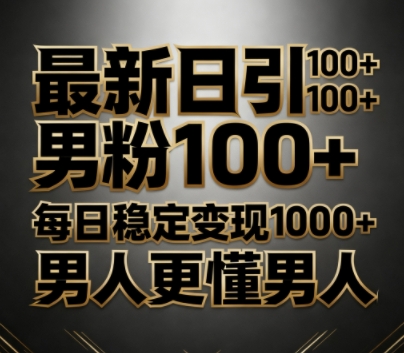 最新日引男粉100+，不违规不封号，每日稳定变现多张，男人更懂男人-轻资本网