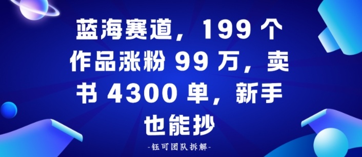 蓝海赛道，199个作品涨粉99W，卖书4300单，新手也能抄-轻资本网