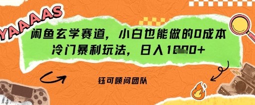 闲鱼玄学赛道，小白也能做的0成本冷门暴利玩法，日入多张-轻资本网