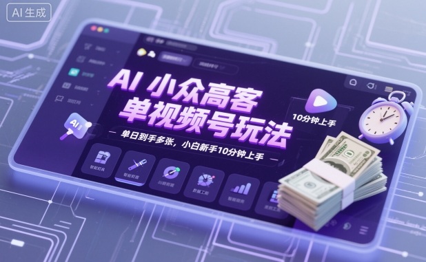 AI小众高客单视频号玩法，单日到手多张，小白新手10分钟上手-轻资本网