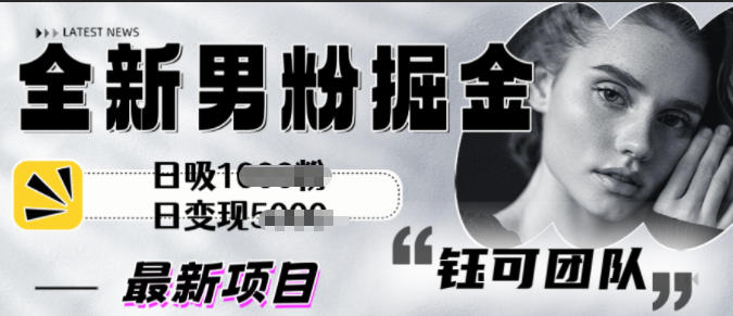 全新男粉掘金思路日吸粉100+日变现1k+-轻资本网