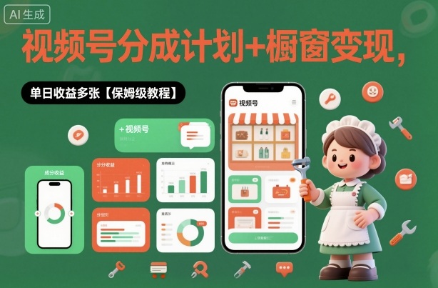 外面收费1980视频号分成计划+橱窗变现，单日收益多张【保姆级教程】-轻资本网