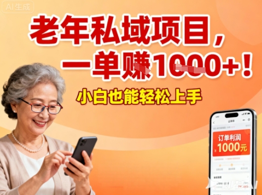 好做的私域项目，针对老年群体，一单利润1k+，小白也能做-轻资本网