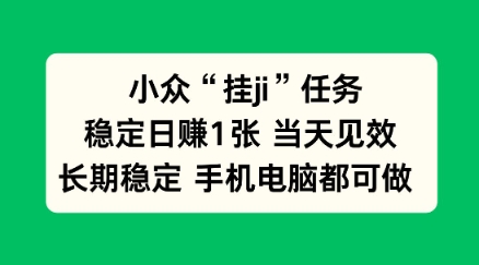 小众挂ji任务手机电脑都能挂，稳定日賺1张+，当天见效【揭秘】-轻资本网