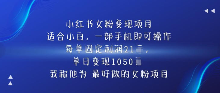 小红书女粉变现项目，单日变现1k+，最好做的女粉项目-轻资本网