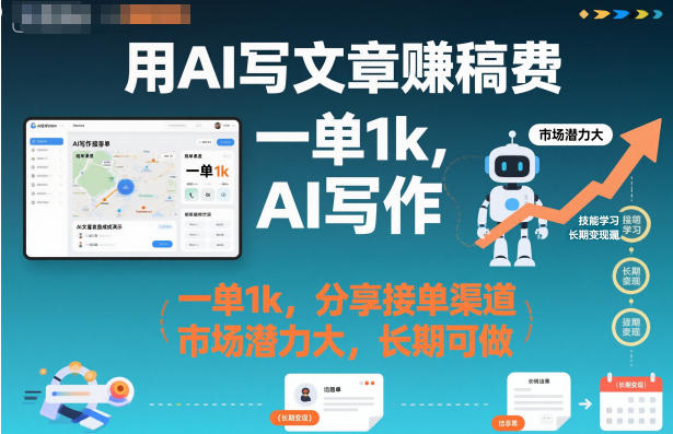 用AI写文章賺稿费，一单1k，分享接单渠道，市场潜力大，长期可做-轻资本网