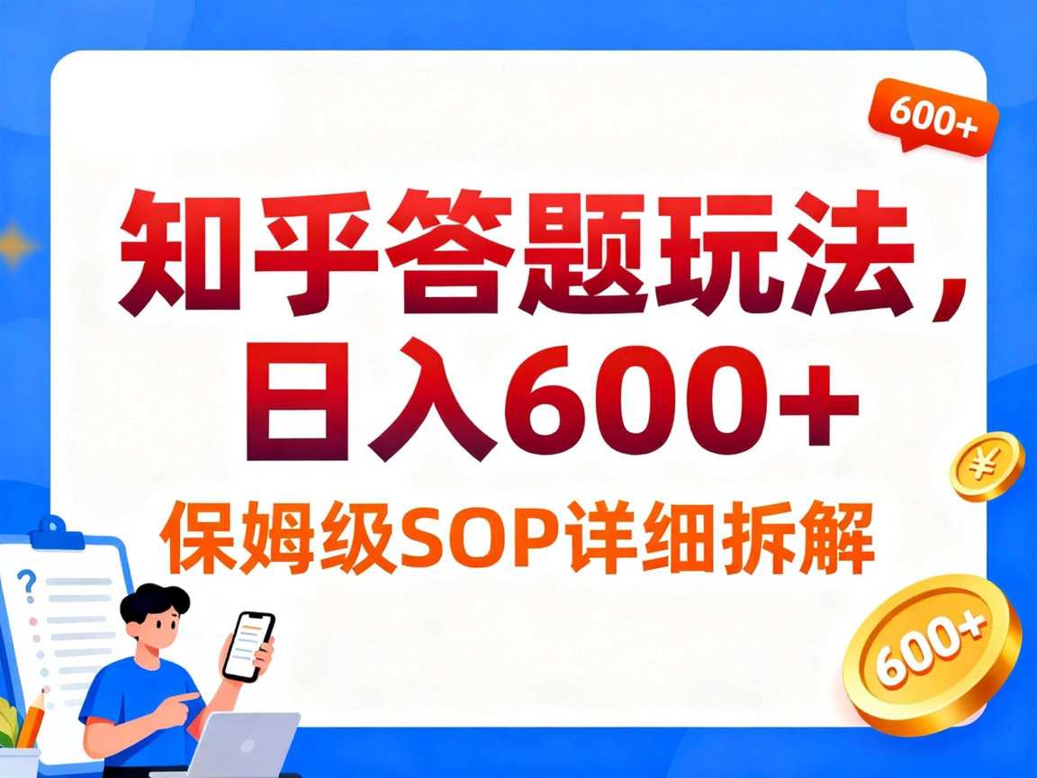 知乎答题玩法，日入6张，保姆级SOP详细拆解-轻资本网