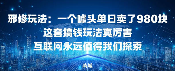 邪修玩法：一个噱头单日卖了980米这套搞钱玩法真厉害互联网永远值得我们探索-轻资本网