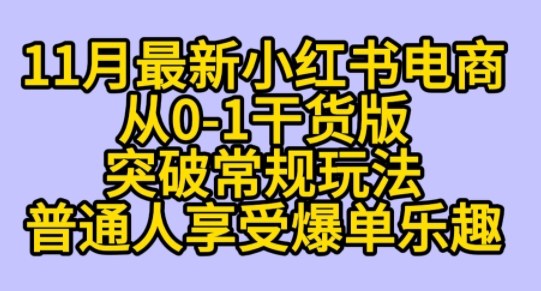 K总部落《11月小红书电商最新玩法从0-1突破平台流量》-轻资本网