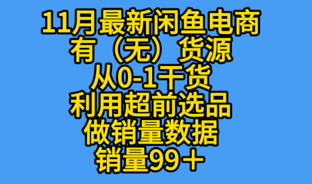 K总部落《11月最新闲鱼有无货源从0-1干货版打造销量店铺数据》-轻资本网